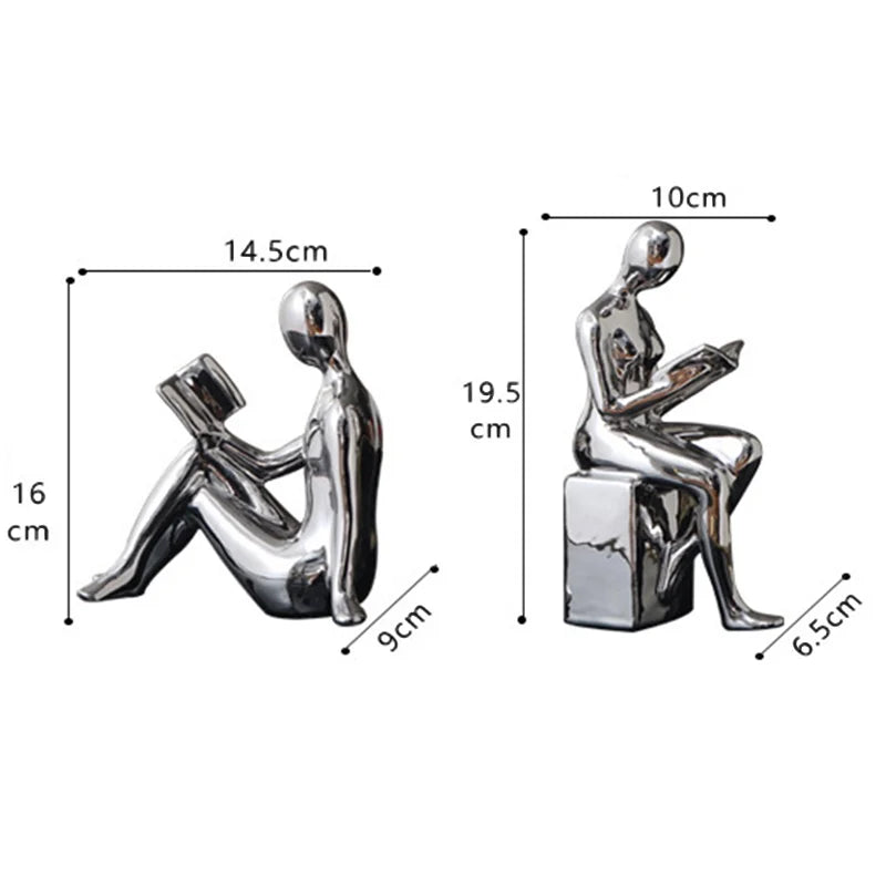 Escultura O Leitor em Cerâmica 2 Pcs