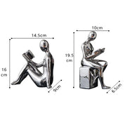 Escultura O Leitor em Cerâmica 2 Pcs