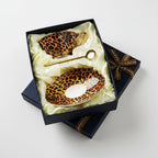 Conjunto Xícara Leopardo Vintage em Porcelana 200ml