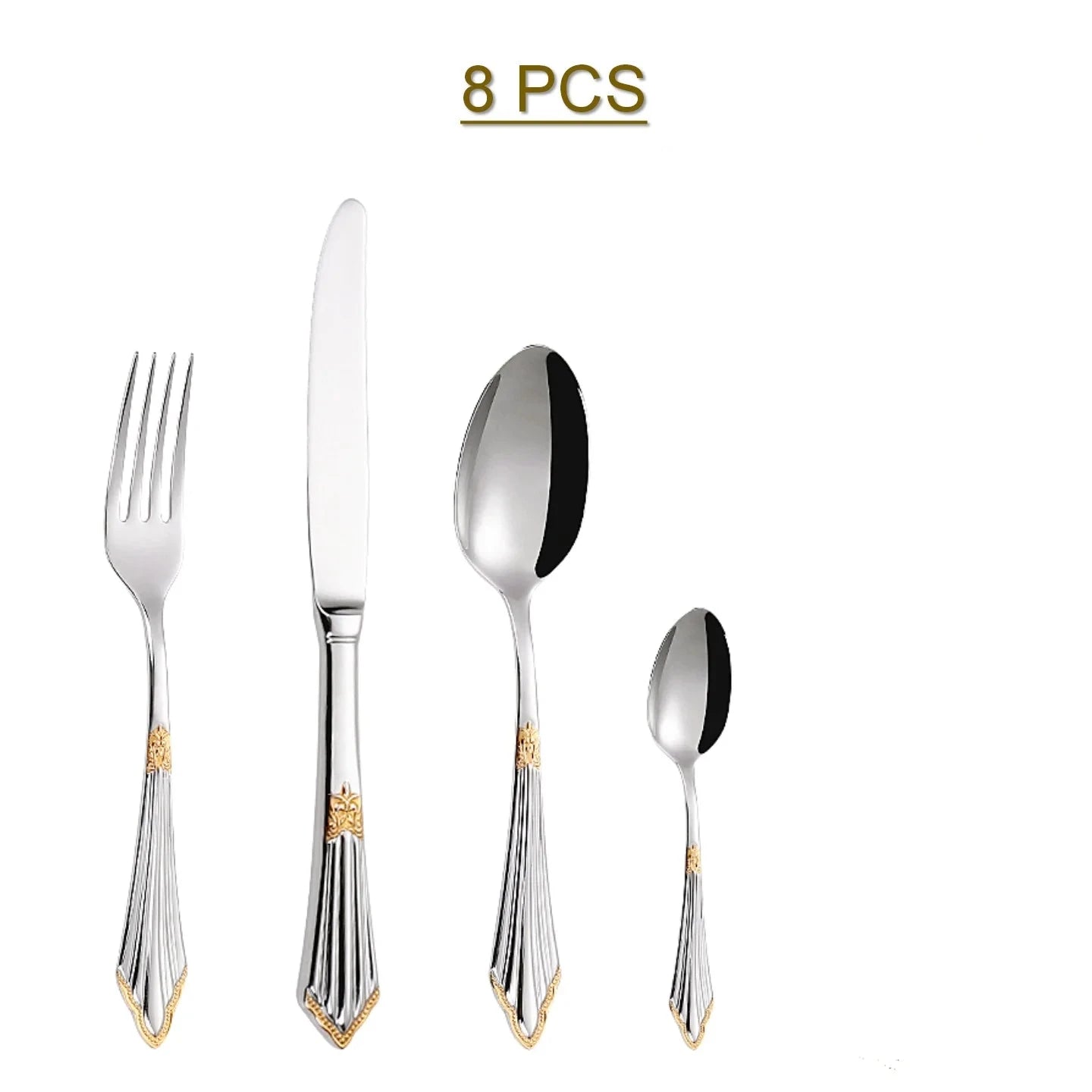 Kit Talheres Prata em Aço Inox - 8pcs