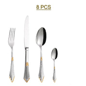 Kit Talheres Prata em Aço Inox - 8pcs