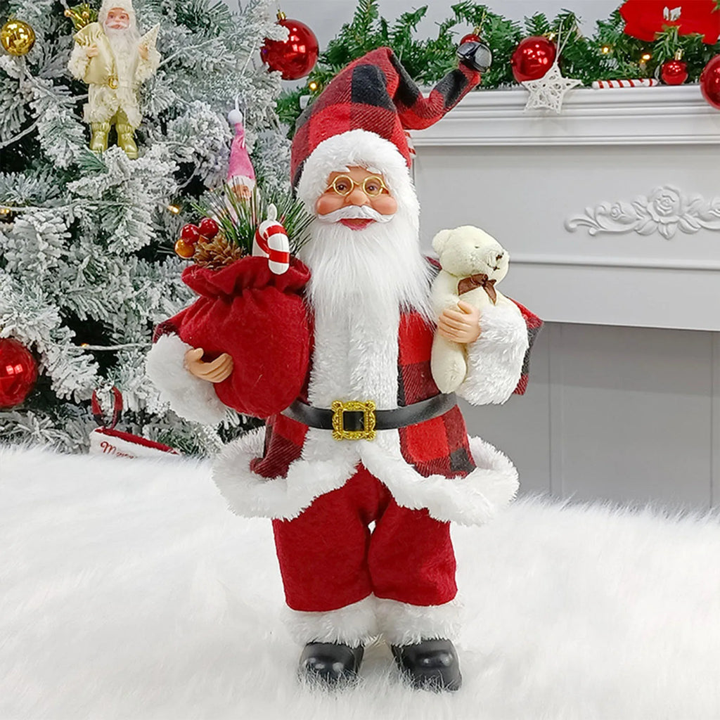 Natal sentado em pé papai noel estatuetas boneca bonito 12 polegada árvore de natal festa ornamento mesa escritório lareira decoração casa