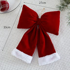 Decoração de arco de natal veludo vermelho arco nó enfeites pendurados diy árvores de natal pingente para decorações de festa em casa de férias