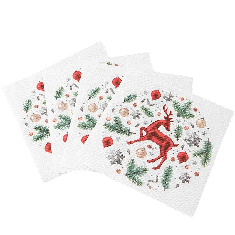 20-100 pces guardanapos de papel de natal boneco de neve santa elk guardanapos de cocktail descartáveis para decorações de festa de natal do feriado