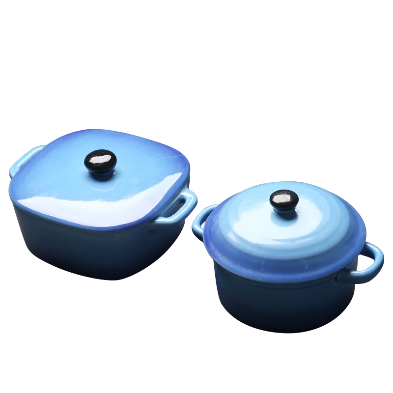 Tigela Azul com Alças e Tampa Porcelana - 300ml