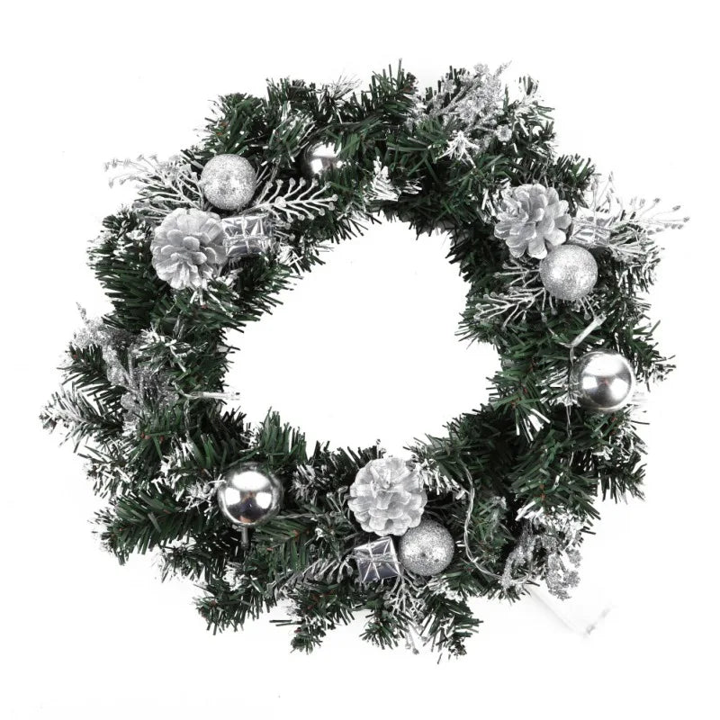 Grinalda de natal com bateria alimentado led luz string porta da frente pendurado guirlanda decoração para casa de férias decoração de festa 25/30/40cm