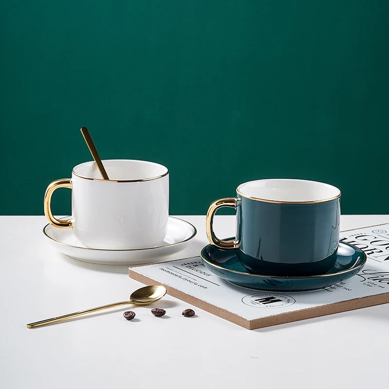 Conjunto Luxuoso de Xícara de Chá de Cerâmica Europeia