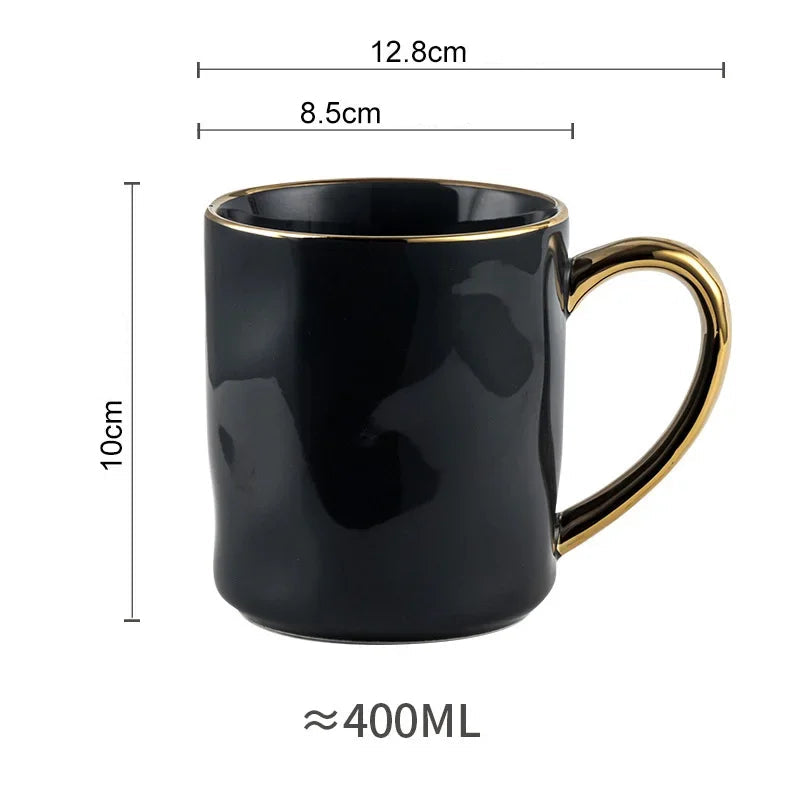 400ml estilo nórdico ouro borda caneca cerâmica xícaras de café luz luxo xícara de chá da tarde café da manhã aveia leite copo casal copo de água