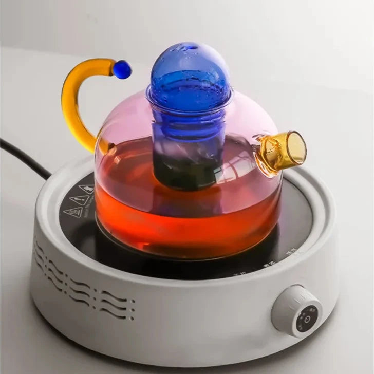 Linha Criativa Bules e Xícaras Multicor de Vidro Com Infusor de Chá