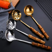Utensílios em Inox com Cabo de Bambu - 7 Modelos