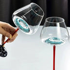 Taça de Vinho Luxuosa Turquesa com Haste Vermelha Elegante