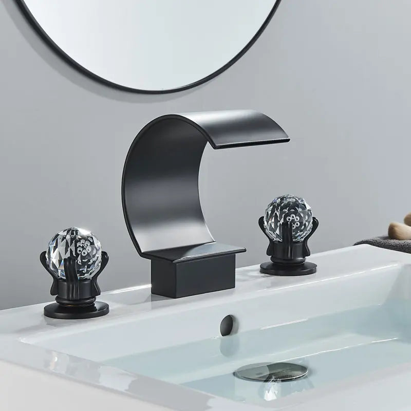 Torneira De Bacia De Banheiro De Cristal Misturador De Água Quente E Fria Torneira De Guindaste, Tapware Generalizada, 3 Buracos, Tipo C