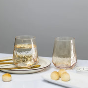 Cálice de champanhe sem chumbo, copos de vinho coloridos, cristal, diamante martelado, copo de uísque, norte da Europa luxo, âmbar dourado, casa