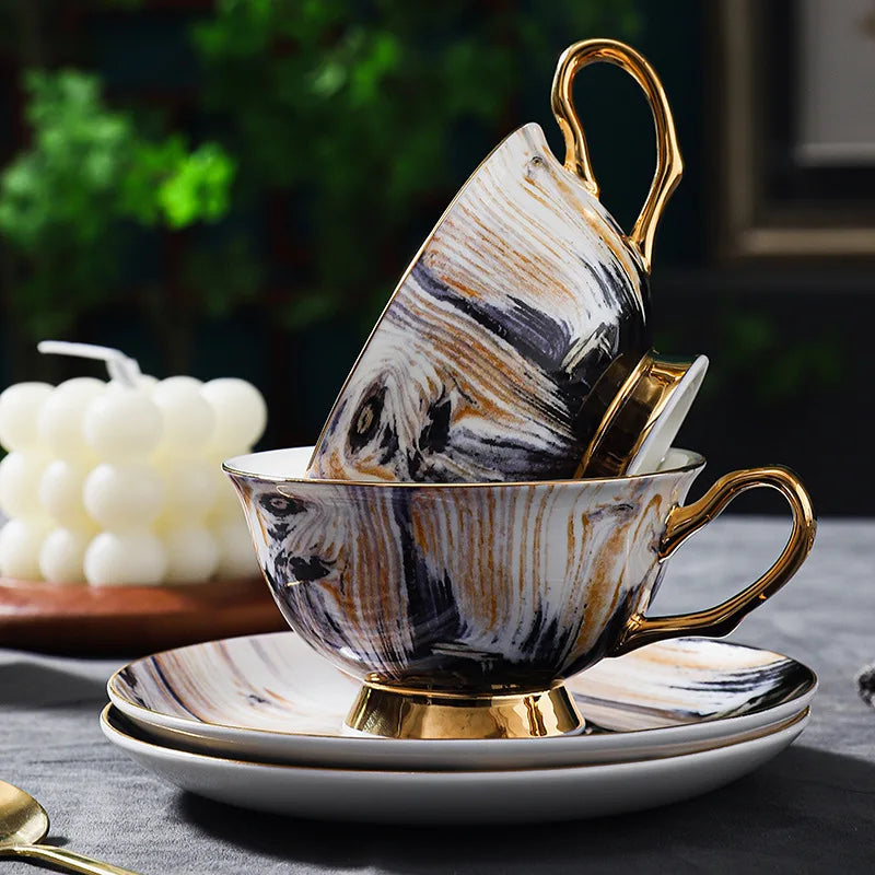 Conjunto de Chá Britânico Luxo em Porcelana Fina
