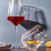 Taças e Copos de Cristal Bordas Dourada - Individual ou 2pcs