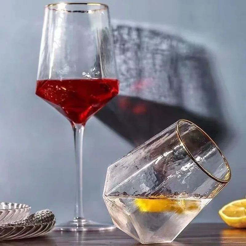 Taças e Copos de Cristal Bordas Dourada - Individual ou 2pcs