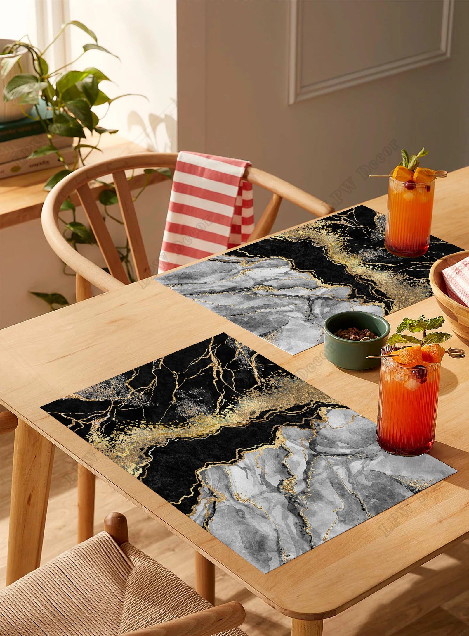 Kit Sousplat Descanso de Prato Abstrato  4 ou 6 Peças