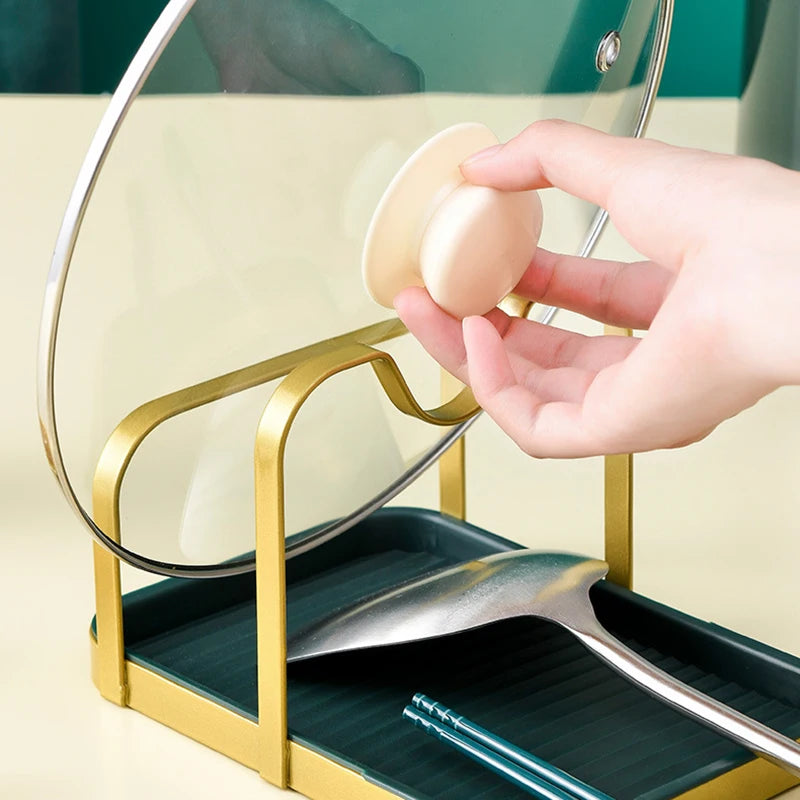 Suporte Elegante para Tampas e Utensílios de Cozinha