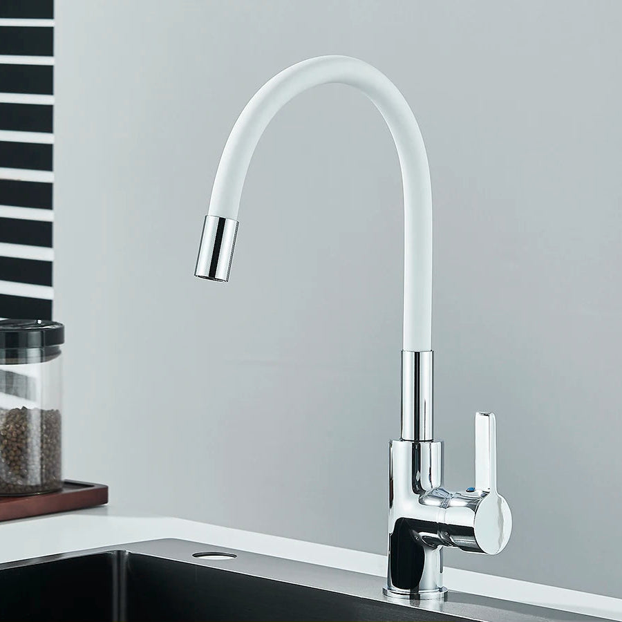 Torneira de pia de cozinha e nariz de gel de sílica, torneira de água quente e fria em várias cores disponíveis, qualquer direção, com montagem rotativa