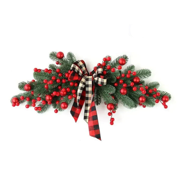 2025 novo natal bagas vermelhas ramo de pinho grinalda bagas artificiais nevado pinho porta da frente grinaldas parede guirlanda para o natal ou