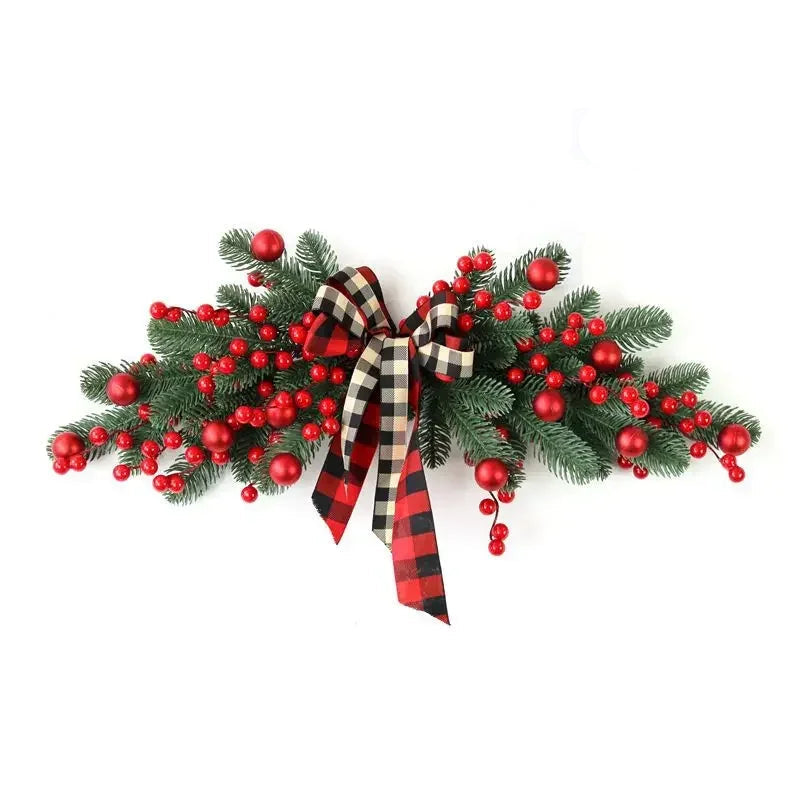 2025 novo natal bagas vermelhas ramo de pinho grinalda bagas artificiais nevado pinho porta da frente grinaldas parede guirlanda para o natal ou