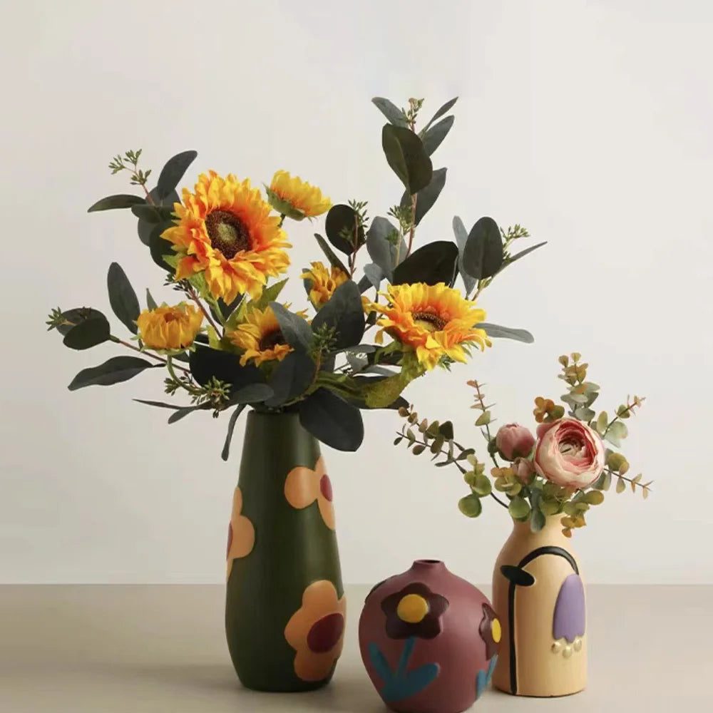 Desktop Vaso De Flor De Cerâmica, Arranjo De Flores, Sala De Estar Criativa, Decoração De Casa, Morandi Pintado Dispositivo