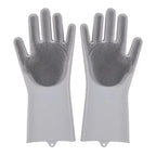 Luvas de Silicone para Limpeza e Lavagem de Louças com Esponja Esfregadora