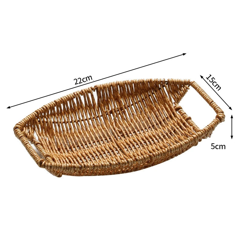 Rattan frutas pão lanches bandeja de armazenamento barra café cesta armazenamento nordic desktop cosméticos diversos organizador cozinha caixas armazenamento