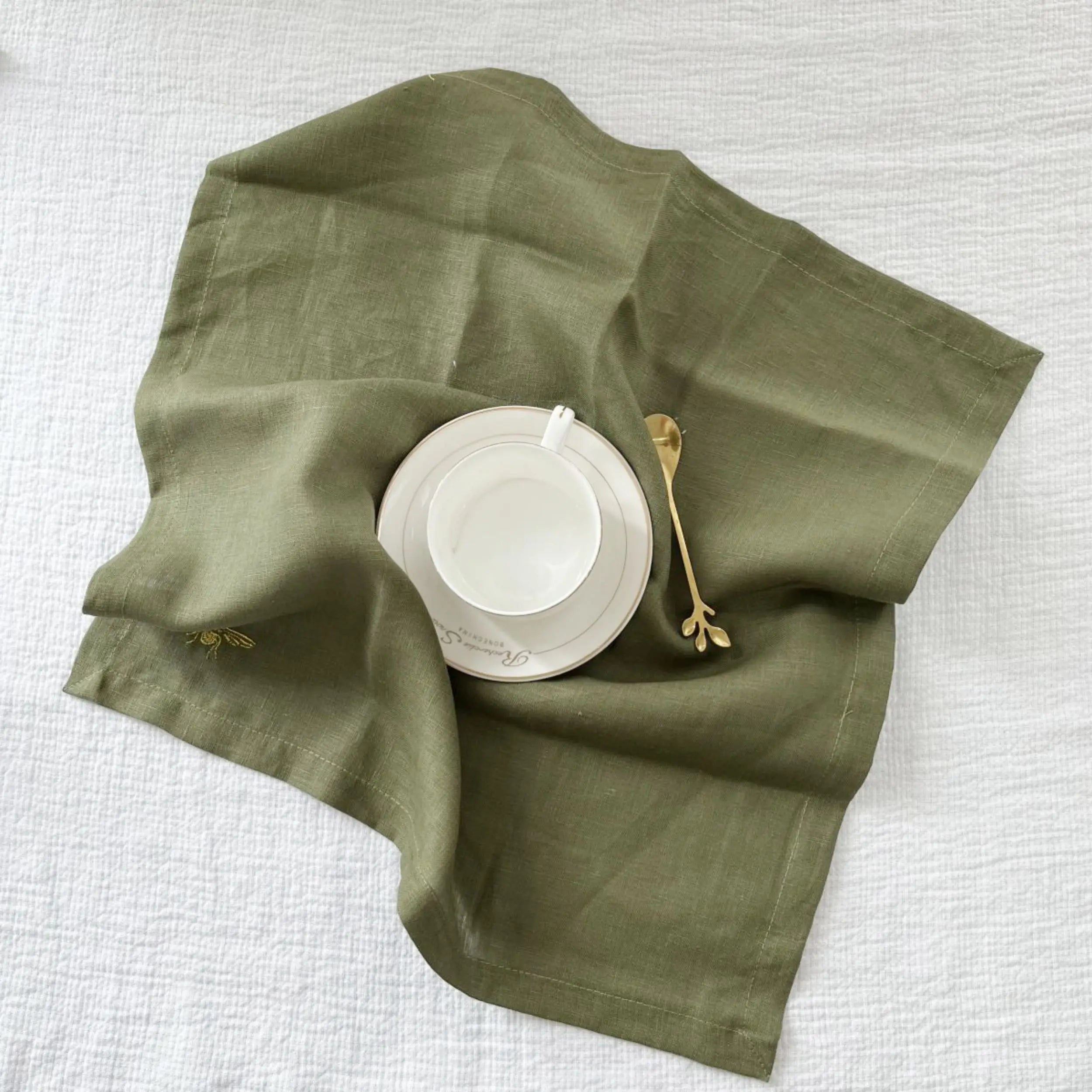 Kit Guardanapos Abelha de Linho 4 Pcs