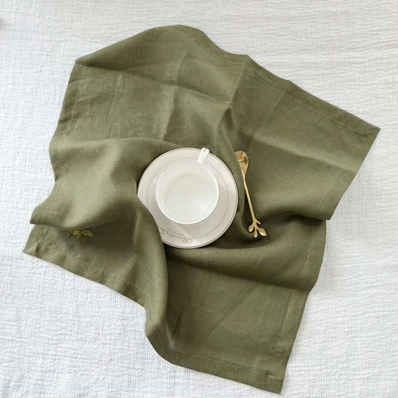Kit Guardanapos Abelha de Linho 4 Pcs