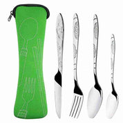 Kit Talheres Desenhado em Metal 4 Pcs