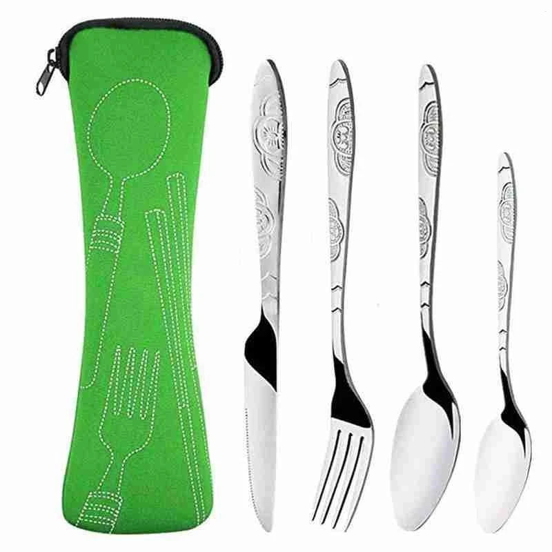 Kit Talheres Desenhado em Metal 4 Pcs