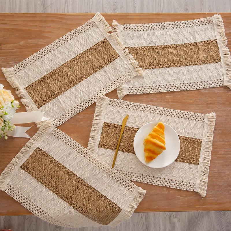 Conjunto Descanso para Prato de Linho Feito a Mão 4 ou 6pcs