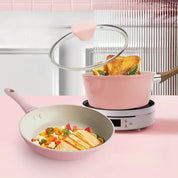 Conjunto Panela e Frigideira Rosa Antiaderente