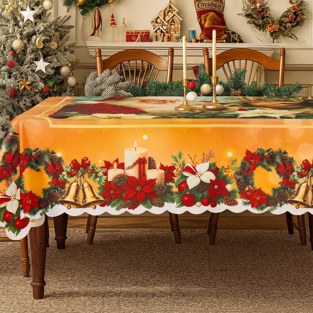 Toalha de mesa estampada com estampa de Papai Noel vintage decoração de natal para casa 2025 ornamento de natal Navidad Natal presente de ano novo 2026