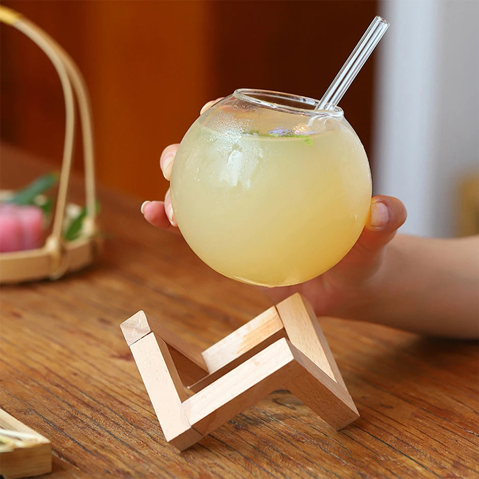 Copo Criativo para Drink com Suporte em Madeira