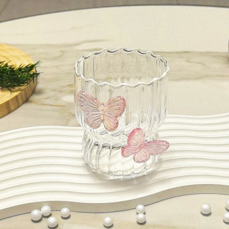 Copo de Vidro com Design de Borboleta 400ml