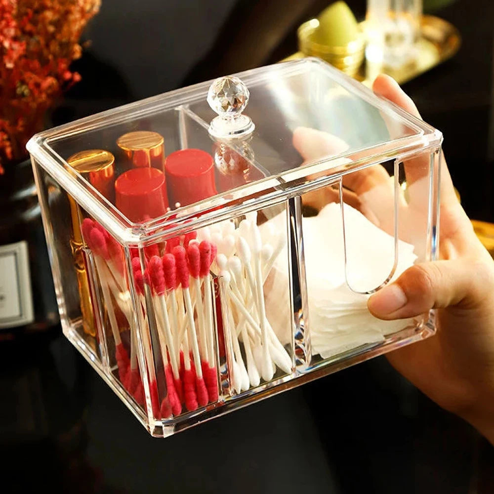 Organizador de Cotonetes em Acrílico Transparente