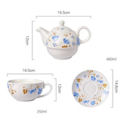 Tea For One Pintado a Mão em Porcelana Kit 4 Peças