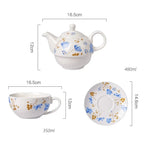 Tea For One Pintado a Mão em Porcelana Kit 4 Peças
