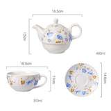 Tea For One Pintado a Mão em Porcelana - Kit 4 Peças