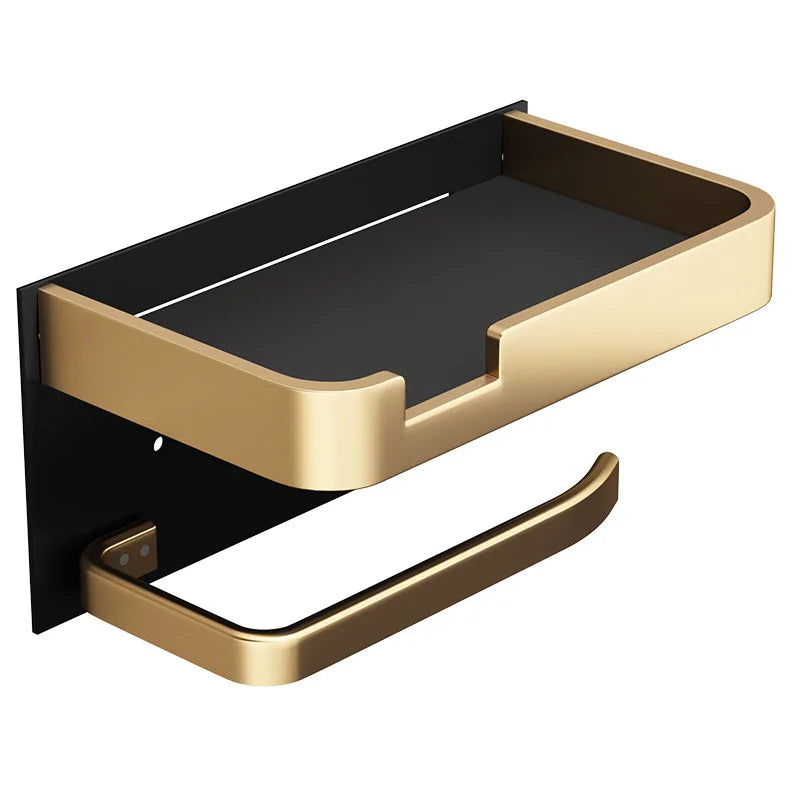 Suporte Compacto para Banheiro Dourado e Preto
