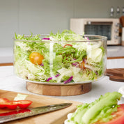 Tigela para Frutas e Salada Vidro e Madeira