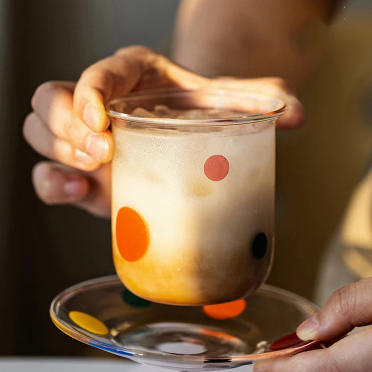 Copo de Vidro Bolinhas Coloridas