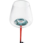 Taça de Vinho Luxuosa Turquesa com Haste Vermelha Elegante