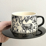 Xícara e Pires Arte Natureza em Porcelana - 300ml