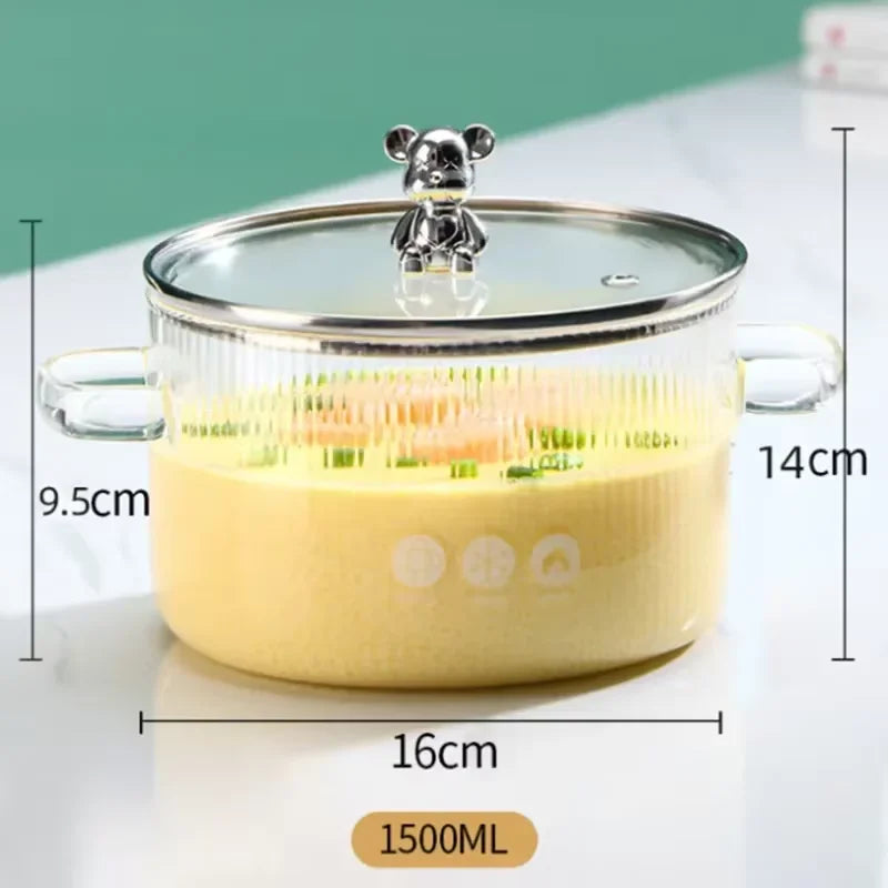 Panela de Vidro Transparente 1500ml com Alças Duplas