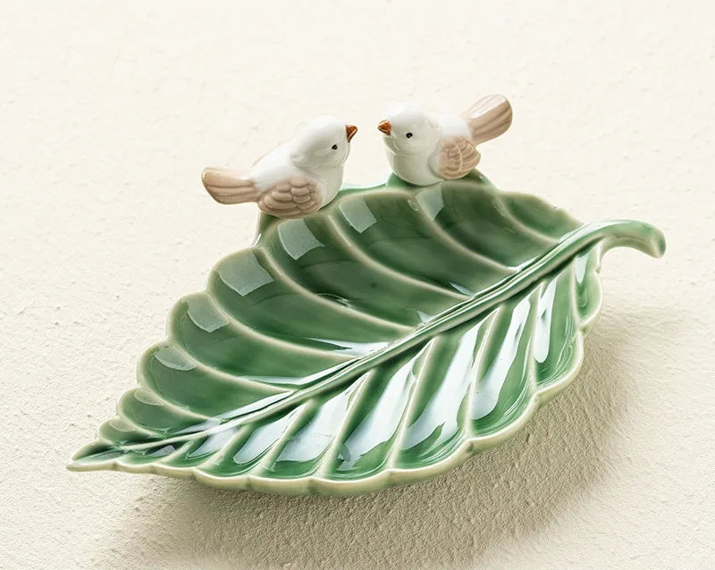 Bandeja de cerâmica Dim Sum Pássaro Criativa Prateleira para Armazenamento de Jóias Mesa de Chá em Casa Decoração Presentes Bonitos, Novos