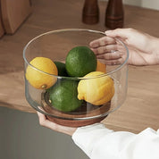 Tigela para Frutas e Salada Vidro e Madeira