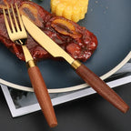 Talheres Luxo Inox & Madeira - 4 Peças